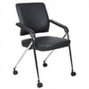 Scranton & Co Leather Upholstered Training Office Chair in Black (Set of 2)