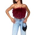 thumbnail image 1 of Women Feather Vest Sleeveless Solid Color Strapless Fluffy Backless Slim Fit Tube Tops, 1 of 2