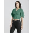 thumbnail image 5 of Moomaya Womens Solid Colors Tops, V Neck, Flutter Sleeves Casual Top, 5 of 8