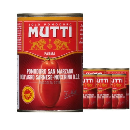 Mutti — 14 oz. 6 Pack of Whole Peeled San Marzano PDO Tomatoes (Pelati San Marzano) from Italy’s #1 Tomato Brand. Authentic San Marzanos featuring the official seal of the consortium.