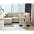 thumbnail image 6 of CHIC HOUSE 83" L Shaped Sectional Sofa with Storage Ottoman Chaise, Corduroy Sofa Convertible Sectional Couches for Living Room, 6 Seater Corner Modular Sofa with Deep Seat Throw Pillows, Beige, 6 of 10