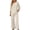 Khaki, variant on Lounge Sets for Women 2026 Summer Casual 3/4 Sleeve Shirts Wide Leg Pants Matching Tracksuit Sets Summer Spring Vacation Travel Outfits Fashion Clothing L