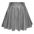 thumbnail image 3 of Oplxuo Women's Shiny Metallic Wet Look Stretchy Flared Mini Skater Skirt, 3 of 3