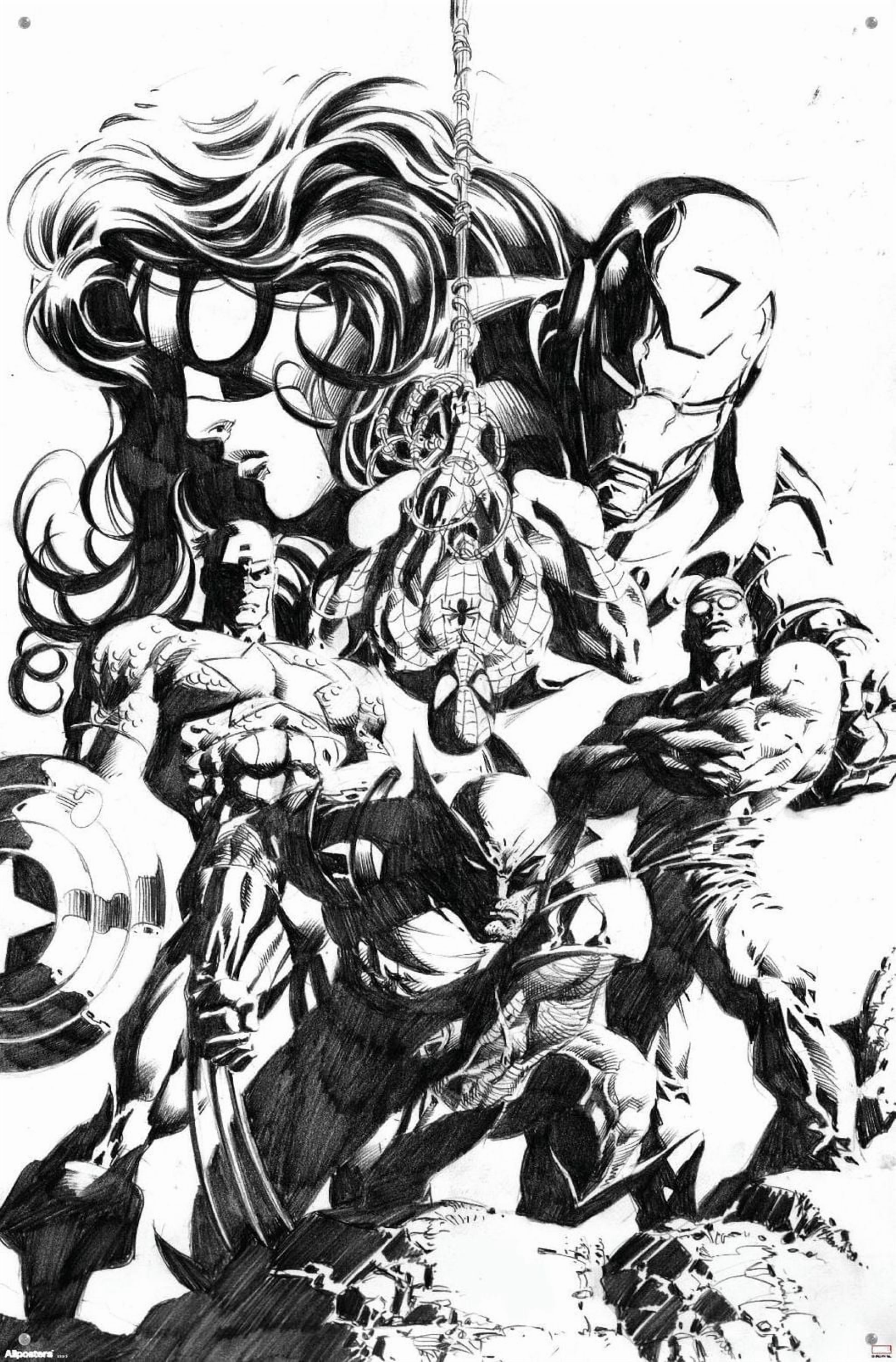 Marvel Sketch - Group Wall Poster