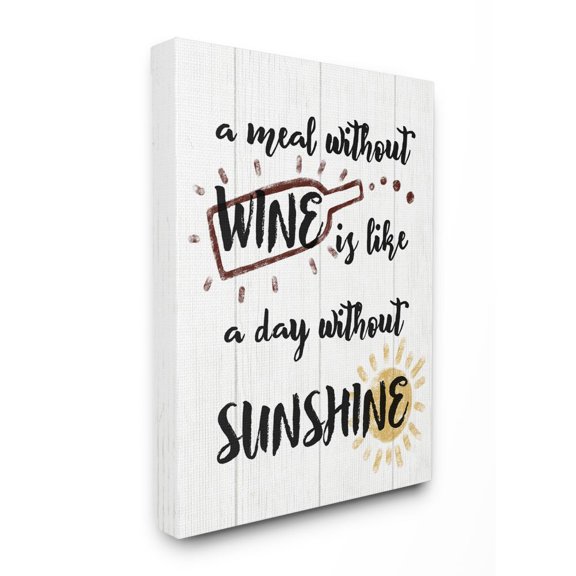 Stupell Industries A Meal Without Wine Phrase Drink Humor Text Canvas Wall Art Design by Daphne Polselli, 16" x 20"