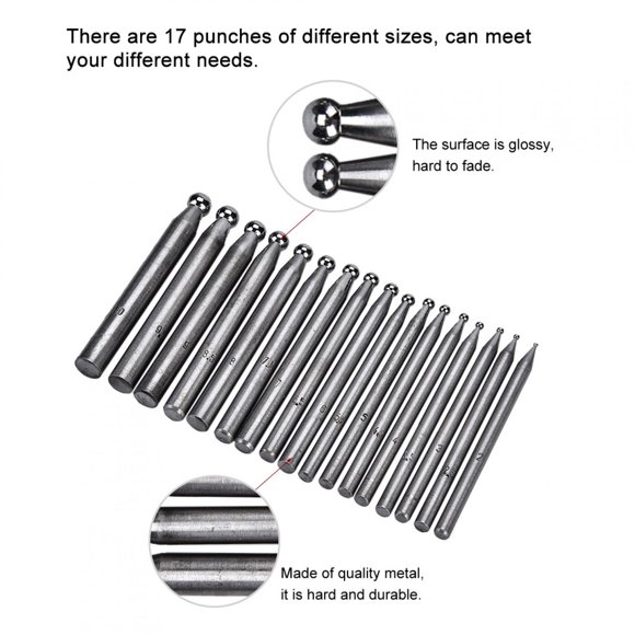 Dapping Tools, Jewelry Dapping Tools 17PCS Dapping Punches Jewelry Goldsmithing Manufacturing Doming Tool Dapping Punch Dapping Block Punch