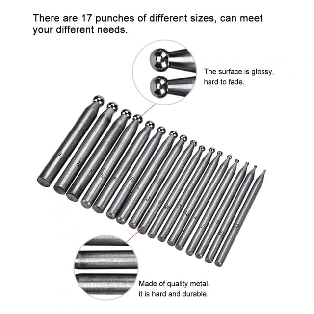 Dapping Tools, Jewelry Dapping Tools 17PCS Dapping Punches Jewelry Goldsmithing Manufacturing Doming Tool Dapping Punch Dapping Block Punch