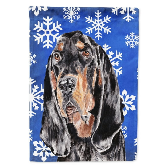 Carolines Treasures SC9595-FLAG-PARENT Coonhound Blue Snowflake Winter Flag multicolor