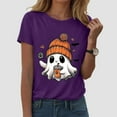 thumbnail image 2 of enyan Shirt Fall Tee Shirt Funny Tee Pumpkin Graphic Cute Ghost Clothes Halloween T-Shirts Ladies Halloween Tops Purple,M, 2 of 6