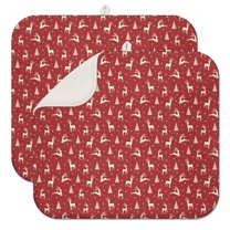 Red Christmas Reindeer Pattern Dish Drying Mat for Kitchen 1 Pack, Ultra Absorbent Microfiber Dishes Drainer Mats,16x18in(41x46cm)