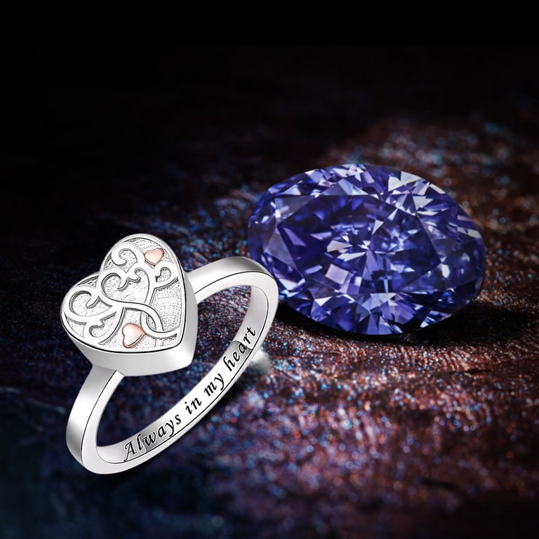 Heart Urn Ring For Ashes – 925 Sterling Silver Cremation Jewelry With Opal, Keepsake Memorial Ring For Women
