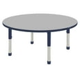 thumbnail image 1 of 60in Round Everyday T-Mold Adjustable Activity Table Grey/Navy - Chunky with Eight 12in Stack Chairs Navy - Ball Glide, 1 of 2