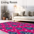 thumbnail image 2 of ODIKA 5'x7' Machine Washable Non-Slip Area Rug, Winter Crystal Spruce Design Semi Circle Floor Indoor High Traffic Rug with Pad, Pink, 612555, 2 of 8