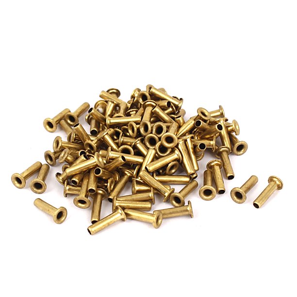 Remaches huecos de latón de doble cara de 3 mm x 12 mm, herramienta de 100 piezas