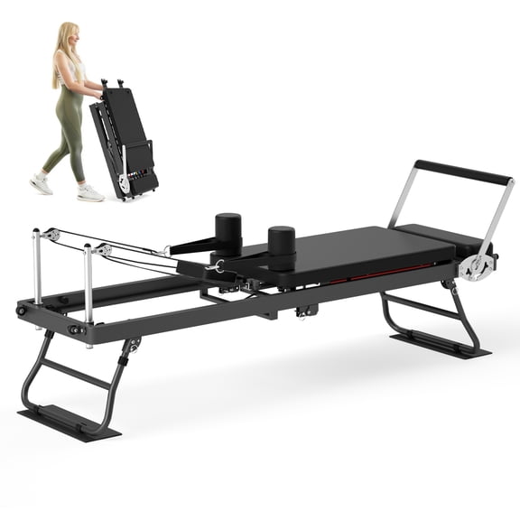 JJ JUJIN Foldable Pilates Reformer for Home Use — Adjustable Spring Resistance, Foldable Steel Frame, Compact Storage, Pilates Exercise Equipment
