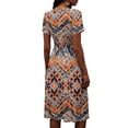 thumbnail image 5 of Graduation Dress for Women Deep V Neck Short Sleeve Summer Sundress Casual Loose A-Line Knee Length Swing Dress, 5 of 5