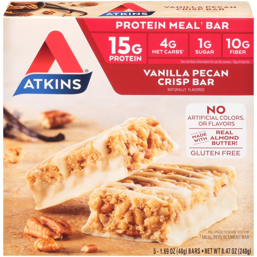 Atkins ProteinRich Meal Bar, Vanilla Pecan Crisp, Keto Friendly, 5