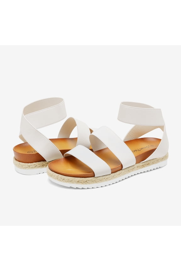 Womens Open Toe Ankle Strap Espadrille Flatform Platform Wedge Sandals