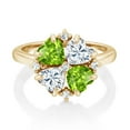 thumbnail image 2 of Gem Stone King 18K Yellow Gold Plated Silver Green Peridot and Moissanite Ring for Women (2.08 Cttw, Heart Shape 5MM, Gemstone August Birthstone, Size 9), 2 of 3