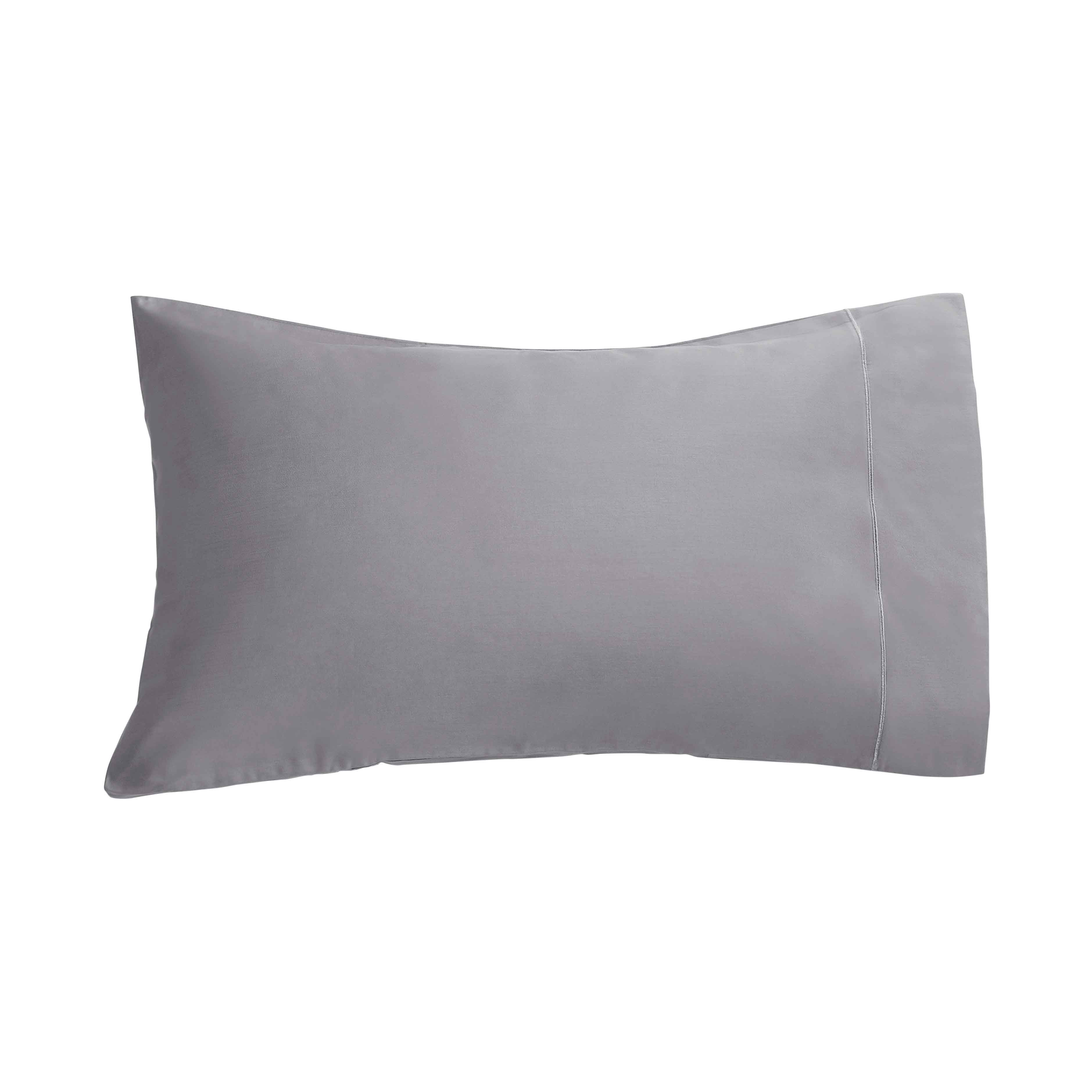Hotel Style 2-Piece 1000 Thread Count Egyptian Cotton Standard Pillowcases, Soft Silver
