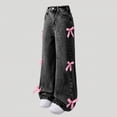 thumbnail image 5 of WMQPNNS Girl's Jeans Elastic High Waist Jeans for Girls 10-12 Wide Leg Baggy Y2K Loose Denim Pants Kids Trousers Streetwear with Zipper and Pockets(Size 10-11 Years, Black), 5 of 8