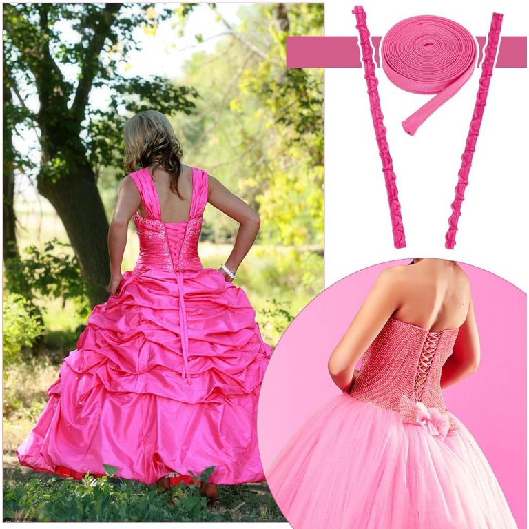 open lace back dress Pink Ball Gown with Floral Accessories - Corset Back Wedding Dress main image 0