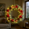 thumbnail image 6 of Lilixerw Christmas Wreath with Lights,16Inch Battery Operated LED Decor with Pine Cones & Berries,For Indoor Outdoor Door Wall Holiday Decor,Red, 6 of 7