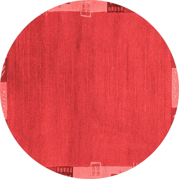 Ahgly Company Indoor Round Abstract Red Modern Area Rugs, 8' Round
