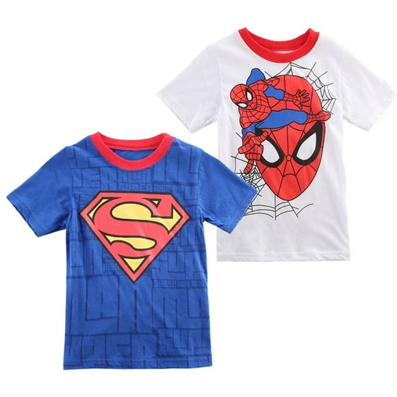 Baby Boy Novelty Short Sleeve T-shirt Spiderman Superman Costume Tees Tops