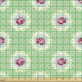 thumbnail image 2 of Ambesonne Rose Fabric by the Yard Upholstery, Vintage Feels Floral Polka Dot, 3 Yards, Magenta Pale Green, 2 of 5