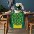 thumbnail image 2 of Pineapple Table Runner - 70 Inch Long, Kitchen Dining Table Runner Dresser Scarves, Boho Tropical Dark Green Yellow Stripe Summer Farmhouse Decor for Coffee Tables Wedding Party Banquet, 2 of 8