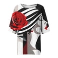 thumbnail image 4 of WEAIXIMIUNG Mode Femme Saint-Valentin Printemps et Été Imprimé Manches Fendues Col Rond Haut Décontracté T-Shirt (6), 4 of 4