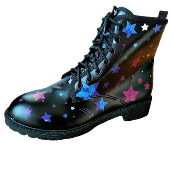 Fesfesfes Booties For Women Low Heel Women's Lace Up Comfortable Thick Soled Short British Style Women's 6(36)