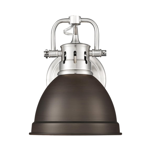 Yep by Golden Lighting Duncan 1-light Vanity in Pewter and Rubbed Bronze shade