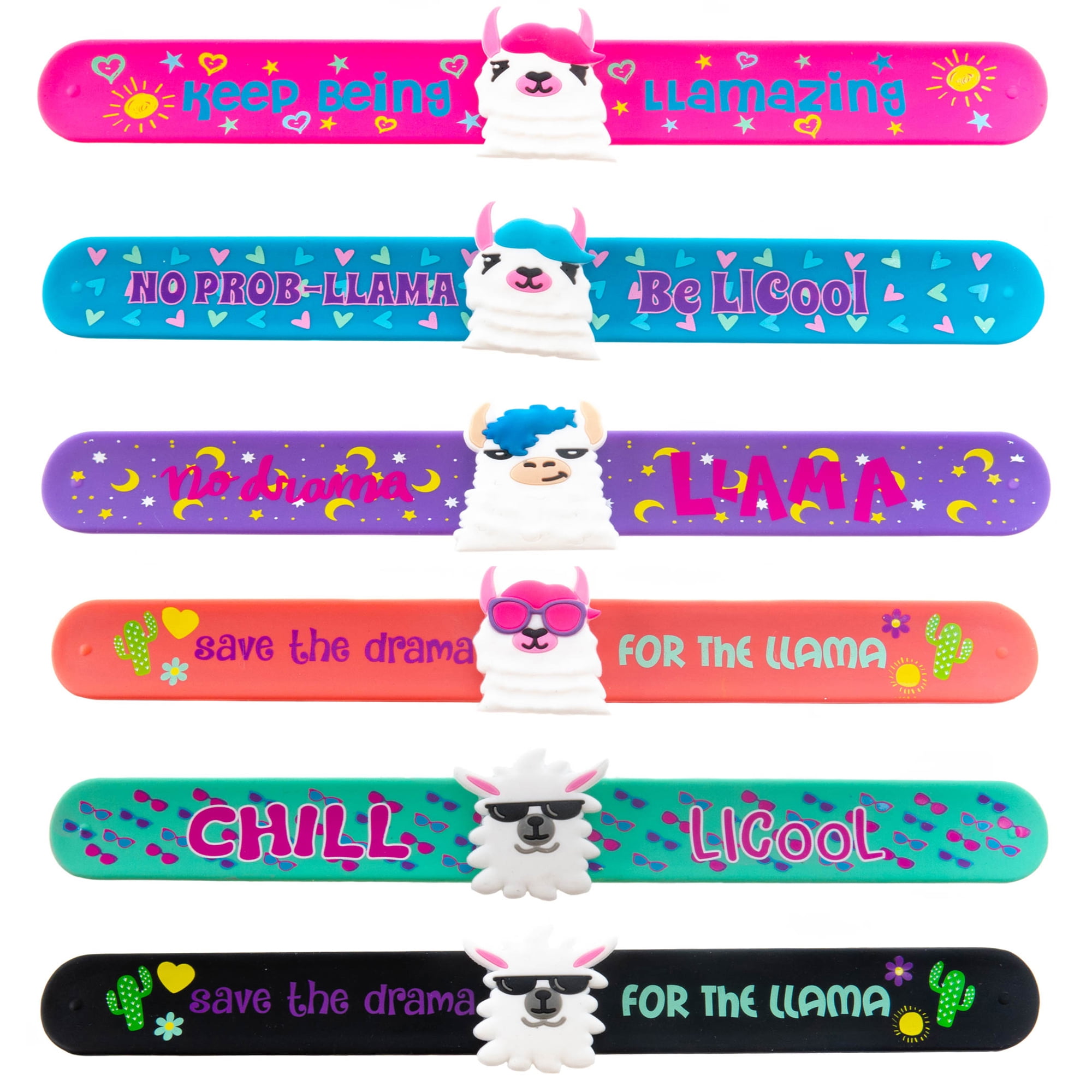 6 PCS Kids Llama Bracelets Alpaca Adjustable PVC Bangle Girls Boys Gift Toy 