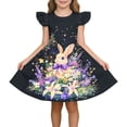 thumbnail image 2 of Cute Easter-print Dress With Small Flying Sleeves For Children Aged 3-10 In Summer, 2 of 9