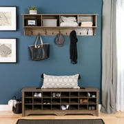 Prepac 24 pair Shoe Storage Cubby Bench, Drifted Gray
