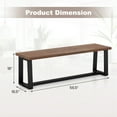 thumbnail image 3 of Costway 56.5"L Large Wood Dining Bench with Metal Frame Adjustable Footpads for Kitchen Coffee, 3 of 10