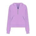 thumbnail image 2 of TOWED22 Womens Quarter Zip Pullover Cropped Hoodies Long Sleeve Fleece Half Zip Sweatshirts Fall Outfits Clothes(Pink,S), 2 of 5