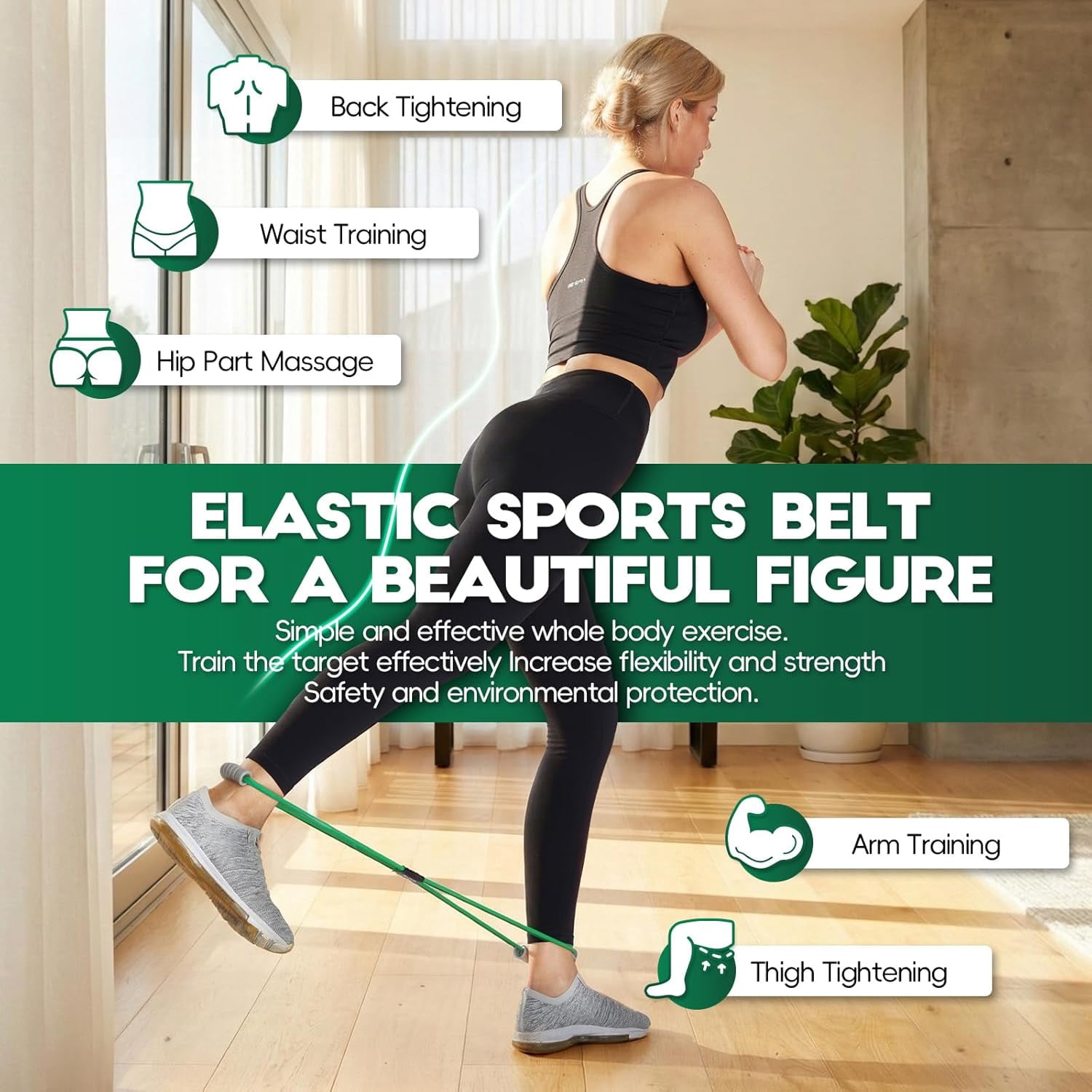JJEAN-Resistance Band Figure 8 Exercise Cord, Fitness Resistance Bands with Handles, Exercise Tube Band for Arm and Shoulder Stretch