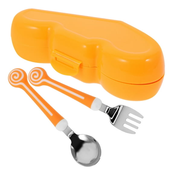 1 Set Portable Kids Cutlery Set with Case Stainless Steel Spoon and Fork for Toddlers Spoon and Fork Set with Case