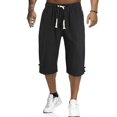 thumbnail image 1 of Men's Summer Linen-Style Capri Pants Elastic Waist Casual 3/4 Trousers Plus Size, 1 of 3