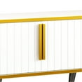 thumbnail image 4 of Tv Cabinet For 80-89" Tvs, White And Golden, Versatile Storage Compartments Stand With Golden Legs, Up To 85" Functional Cabinets, 4 of 6