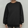 thumbnail image 3 of Dwellite Oversized Sweatshirts for Women Crewneck Hoodies Cotton Long Sleeve Tops Solid Color Pullover Sweat Shirts Black XL, 3 of 6