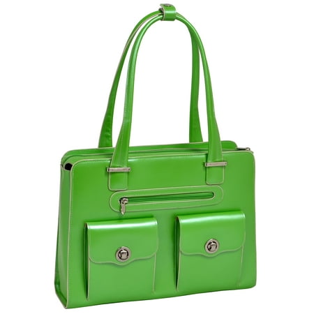 McKlein VERONA, Fly-Through Checkpoint-Friendly Ladies' Laptop Briefcase, Top Grain Cowhide Leather, Green