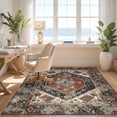 thumbnail image 3 of Design&I 2'x3' Washable Doormat Vintage Boho Motif Faded Ornamental Distressed Scroll Border for Entryway, Indoor, Ultra-Thin & Non-Slip Skid-Resistant, 3 of 7