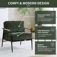 thumbnail image 3 of EUROCO 26.38"W Modern Accent Chair,Upholstered Modern Lounge Arm Chair with Plush Cushions, Minimalist Metal Frame and Wooden Armrest Design,Reading Leisure Chair for Living Room,Waiting Room,Green, 3 of 7