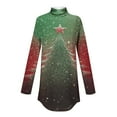 thumbnail image 4 of asdoklhq Shirts for Women Christmas Women's Fashion Printed Long Sleeve Printed Turtleneck Top T-shirt Wine 2X, 4 of 5