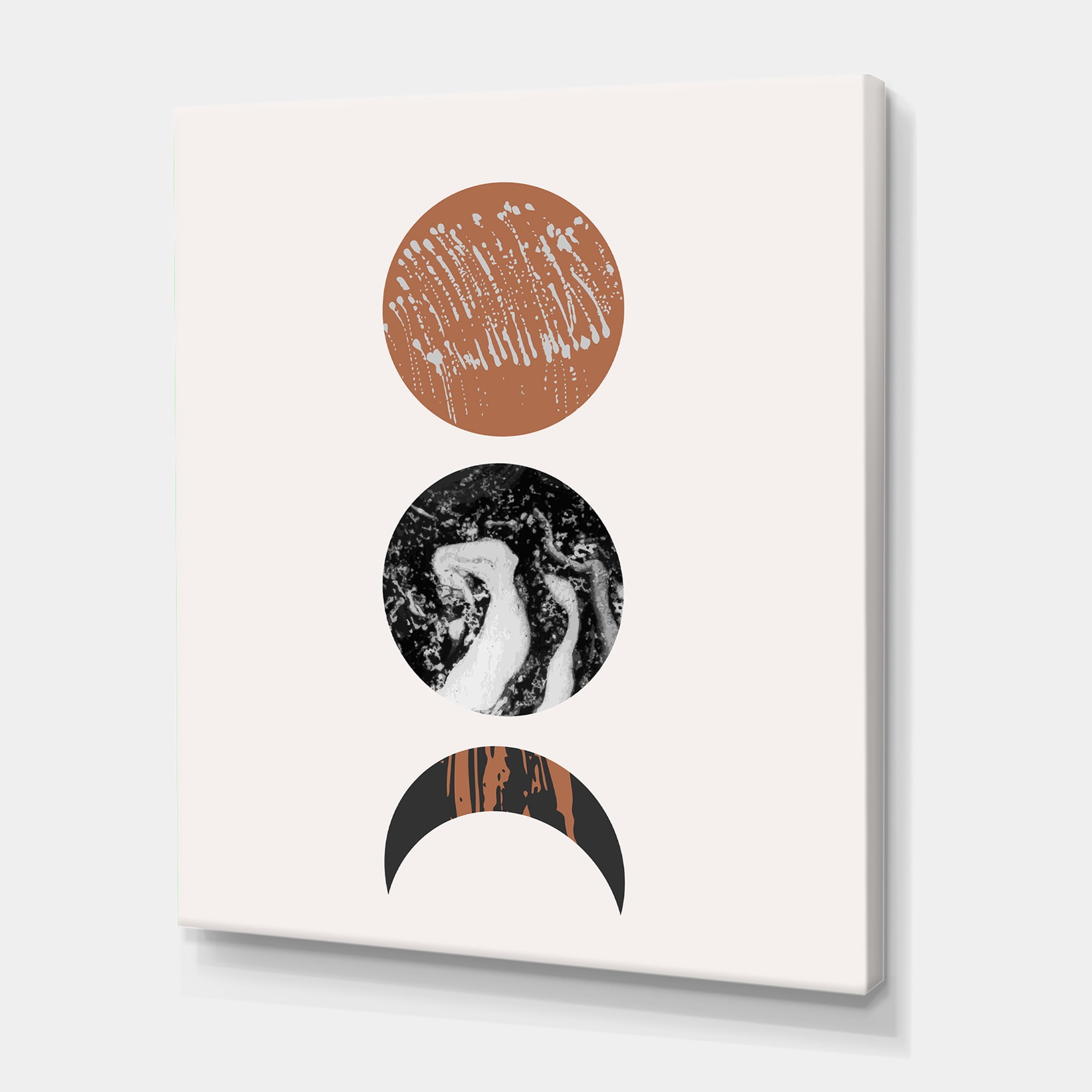 Designart ' Retro Shapes Abstract Moons and Suns ' Modern Canvas Wall Art Print