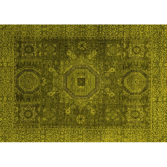 Ahgly Company Indoor Rectangle Abstract Yellow Modern Area Rugs, 2' x 4'